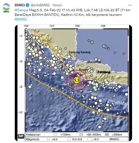 Gempa Banten Bayah (Twitter/BMKG)