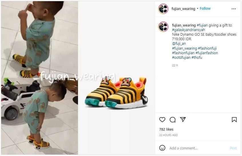 Fuji Belikan Sepatu Baru untuk Gala Sky (instagram.com/fujian_wearing)