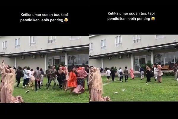 Viral Pengantin Lempar Buket Bunga, Aksi Kocak Para Tamu Malah Bikin Warganet Salfok (TikTok)