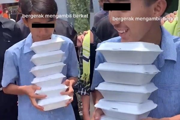 Pria Tidur saat Jumatan, Pulangnya Ambil Banyak Nasi Kotak (TikTok)