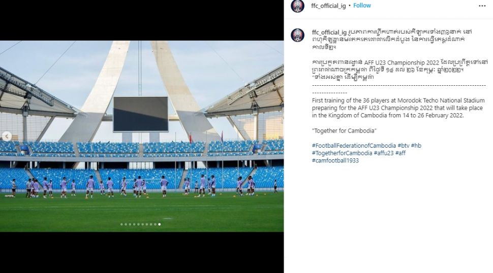 Kamboja masih lakukan seleksi pemain jelang Piala AFF U-23 2022. (Instagram/ffc_official_ig)