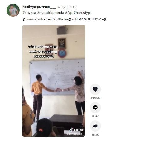 viral siswa bikin tanda hati saat guru minta penghapus. (Dok. TikTok)