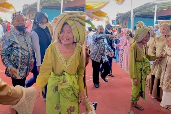 Viral Nenek-nenek Lewat di Kondangan, Outfitnya Bikin Warganet Takjub (TikTok)