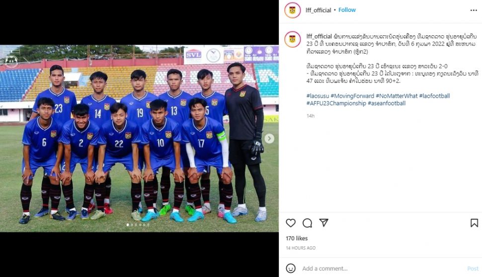 Laos menang laga uji coba. (Instagram/lff_official)