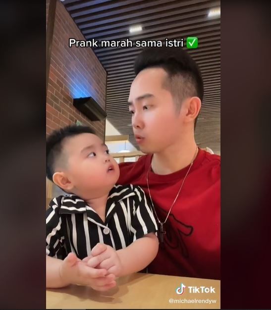 Viral Prank Suami Marah ke Istri, Reaksi Anak Bikin Ngakak (tiktok.com/@michaelrendyw)