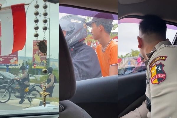 Viral Pria Bonceng Motor Tak Pakai Helm Sembunyi dari Polisi di Samping Mobil (TikTok)