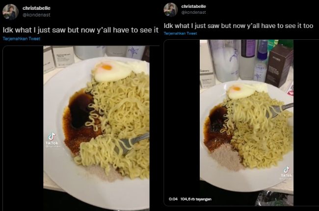 Bak Santap Rujak, Aksi Sekte Baru Makan Indomie Dicocol Ini Bikin Publik Heran. (Twitter/kondenast)