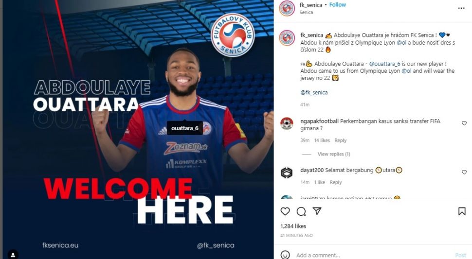 FK Senica umumkan pemain baru di tengah isu tak bisa daftarkan Witan Sulaeman di Liga Slovakia. (Instagram/fk_senica)