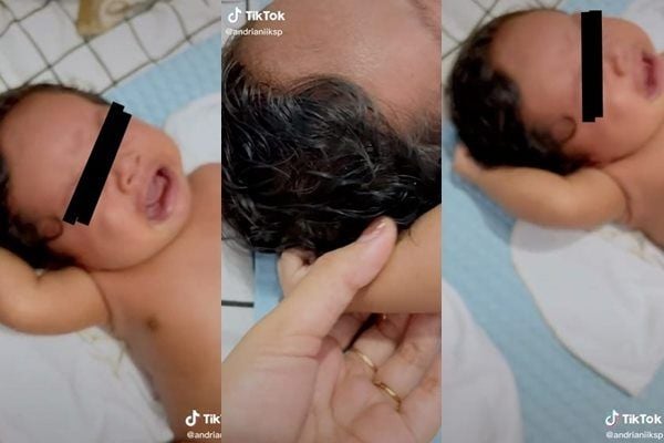 Viral Bayi Nangis Kejer Jambak Rambutnya Sendiri. (TikTok)