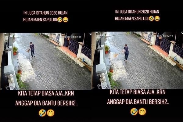 Viral Tetangga Sengaja Sapu Air Hujan ke Rumah, Warganet Ikut Geram (TikTok)