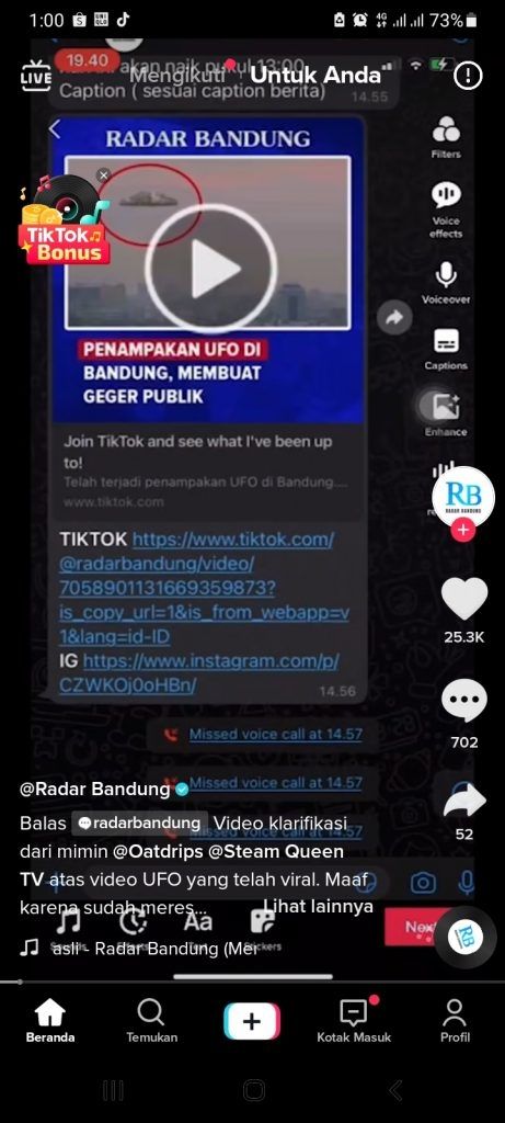 CEK FAKTA Viral Video Kemunculan UFO di Bandung Menggegerkan Warga. (Turnbackhoax.id)