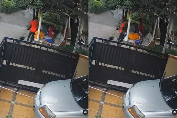 Viral CCTV Pengamen Ondel-ondel Aniaya Bocil yang Lagi Nongkrong. (Instagram/@kamerapengawas.id)