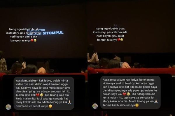 Viral Cewek Iseng Rekam Bioskop Berakhir Ciduk Kasus Perselingkuhan. (TikTok)