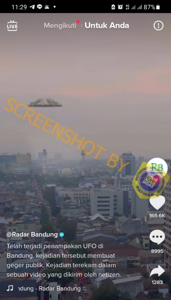 CEK FAKTA Viral Video Kemunculan UFO di Bandung Menggegerkan Warga. (Turnbackhoax.id)