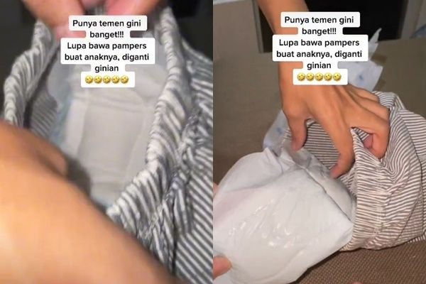 Lupa Bawa Popok, Benda yang Dipakai Ibu untuk Ganti Popok Bayi Sementara Ini Tuai Perdebatan (TikTok)