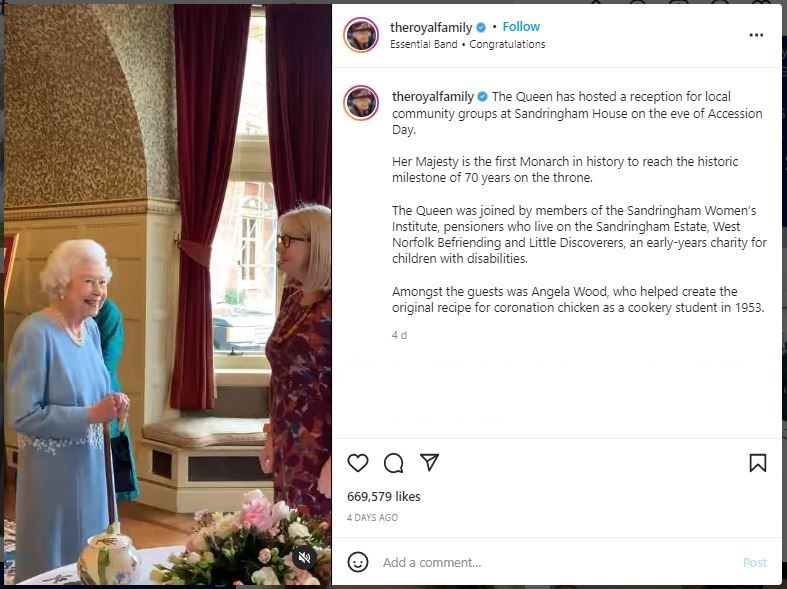 Ratu Elizabeth Pakai Tongkat Berjalan Milik Pangeran Philip (instagram.com/theroyalfamily)