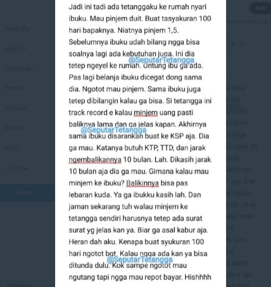 Tetangga mau utang ngeyel (twitter.com/SeputarTetangga)