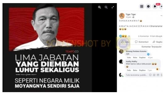 Unggahan akun Facebook Tiger Tiger (turnbackhoax.id)
