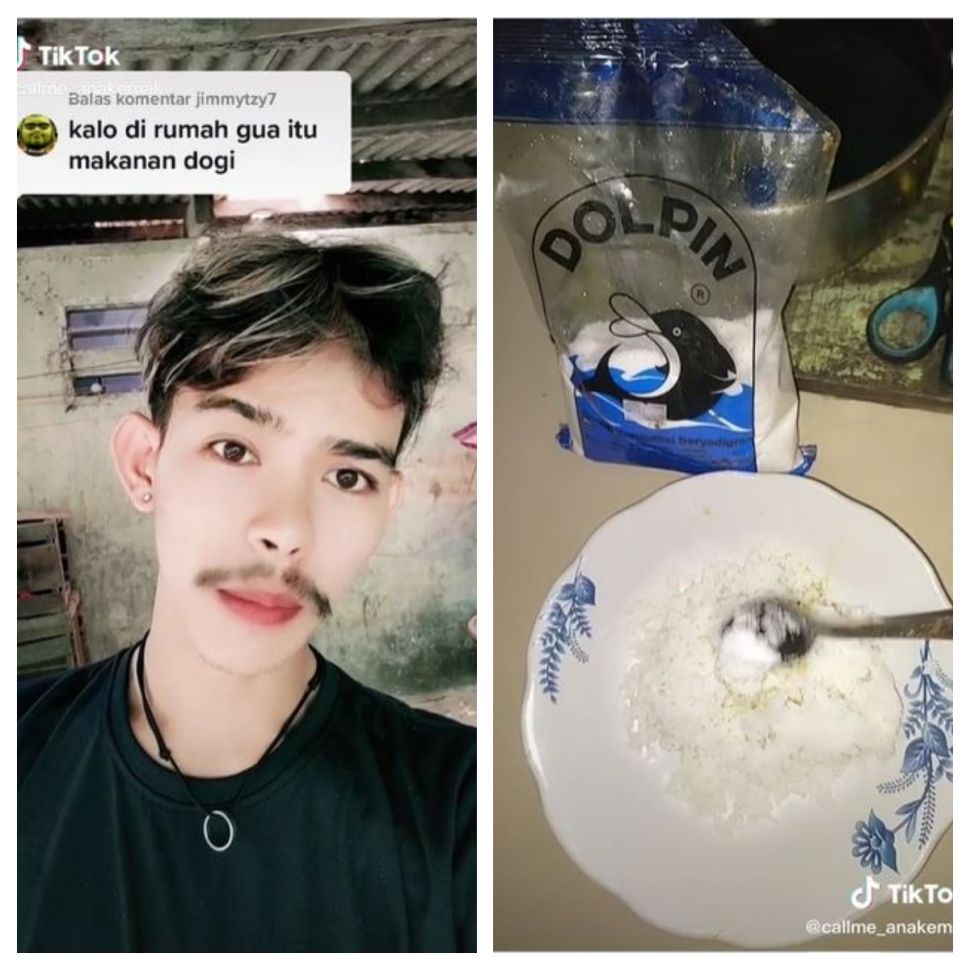 Makan nasi garam (TikTok @callme_anakemak)