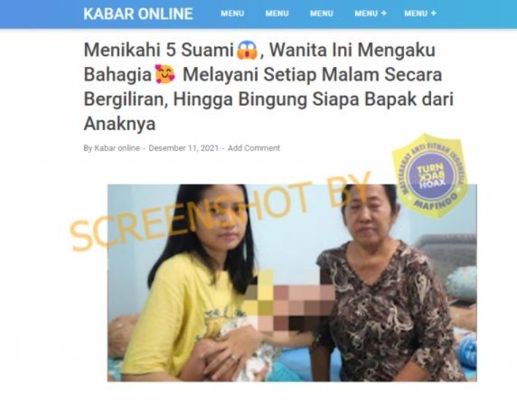 CEK FAKTA Viral Foto Wanita Bahagia Nikahi 5 Suami sampai Bingung Mana Bapak Anaknya. (Turnbackhoax.id)