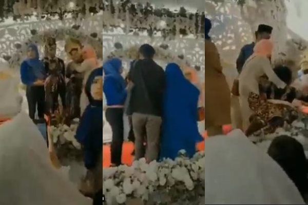 Viral Pengantin Wanita Teriak Histeris sampai Pingsan Saat Mantan 'Terindah' Datang. (Twitter/@el__piji)