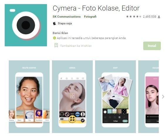 Aplikasi kamera Android, Cymera - Photo Editor Collage. [Google Play Store]