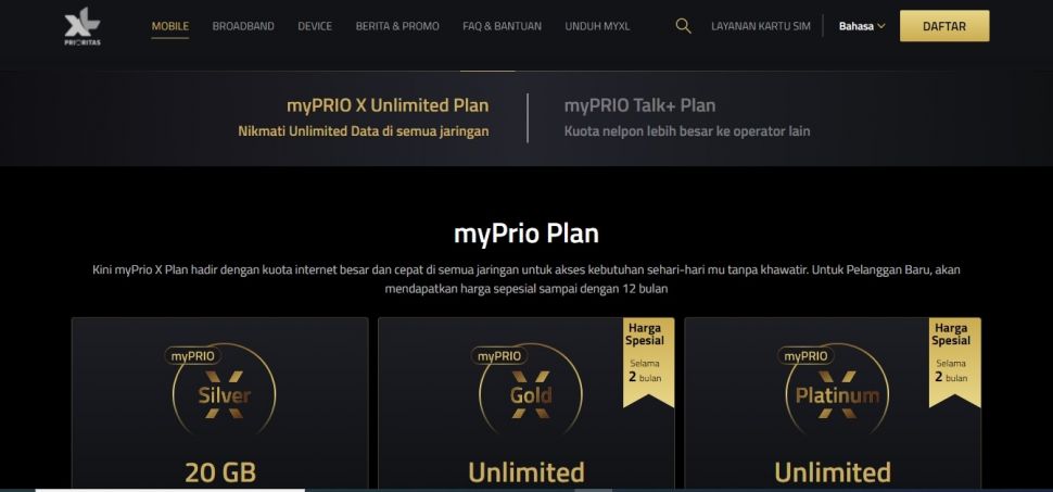 Paket myPRIO X Unlimited Plan. [Prioritas.XL]