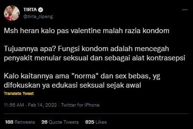 Dokter Tirta Beri Komentar Menohok Soal Razia Kondom di Hari Valentine. (Twitter/@tirta_cipeng)