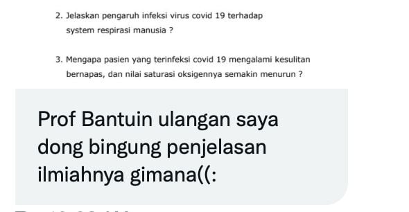 Pertanyaan yang diajukan ke Profesor Zubairi oleh warganet (Twitter/Profesor Zubairi)