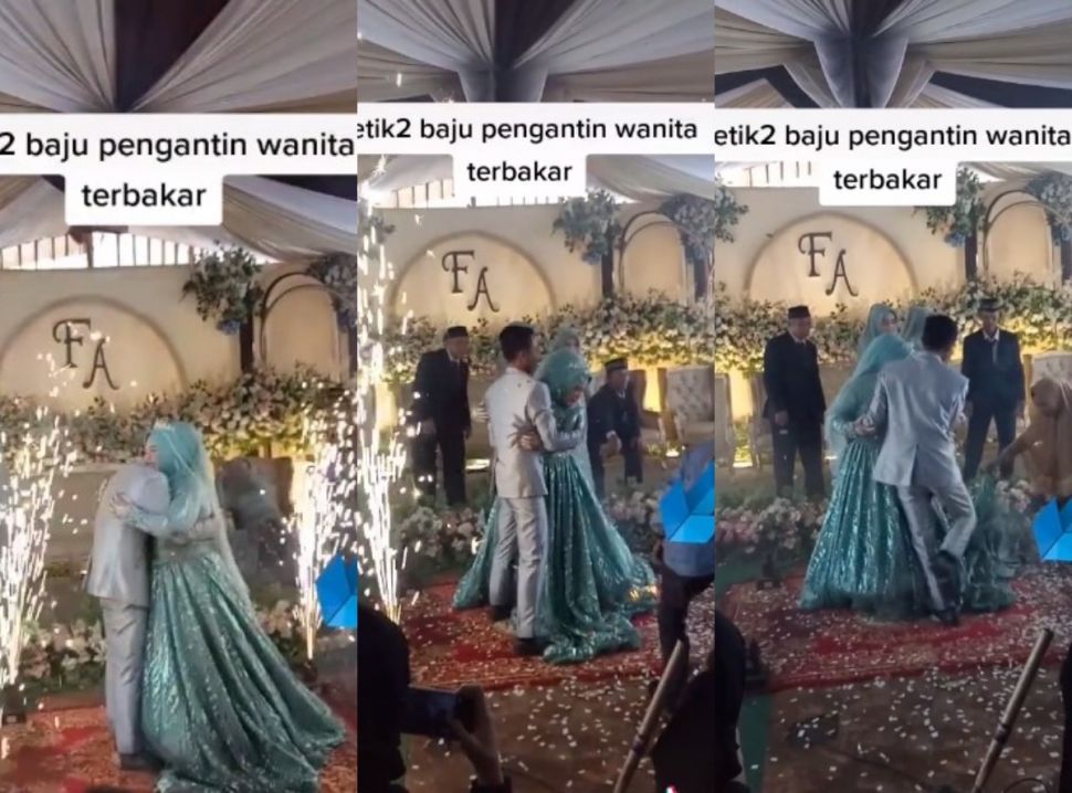 Baju pengantin terbakar (tiktok.com/@echyrisya)