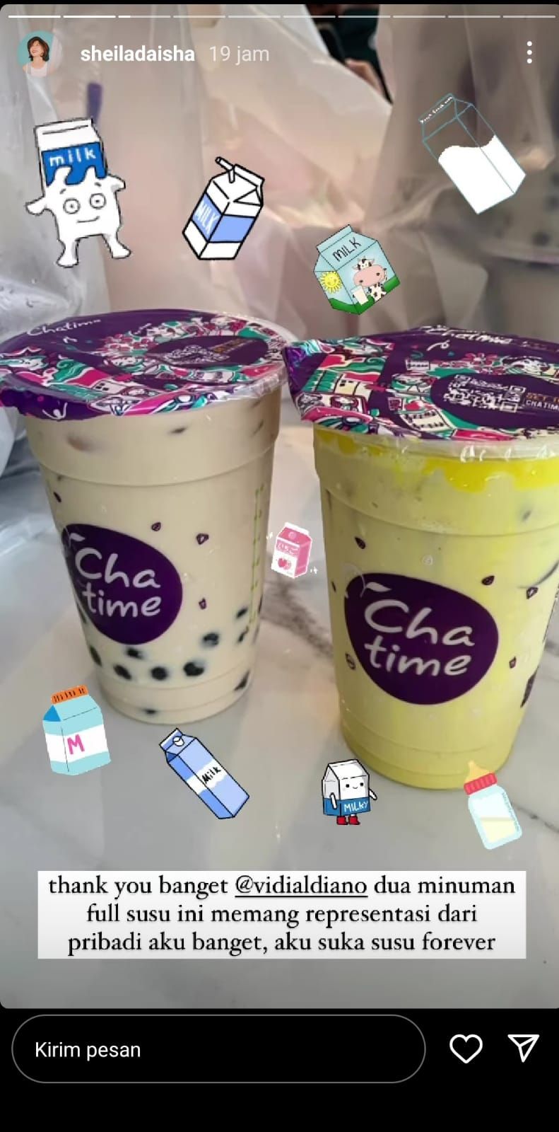 Kejutan satu truk Chatime untuk Sheila Dara Aisha (Instagram @sheiladaisha)