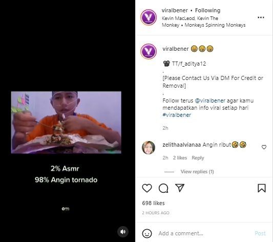 Viral Cowok Ngevlog ASMR Makanan Bikin Warganet Enggak Kuat. (Instagram/@viralbener)