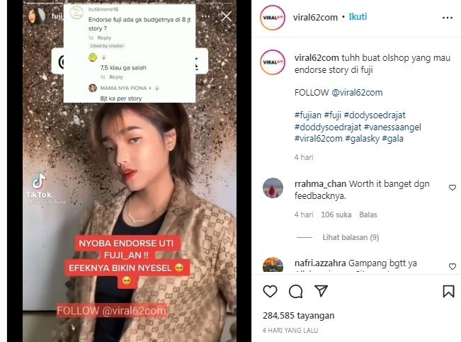 Unggahan soal Fuji [Instagram/@viral62com]