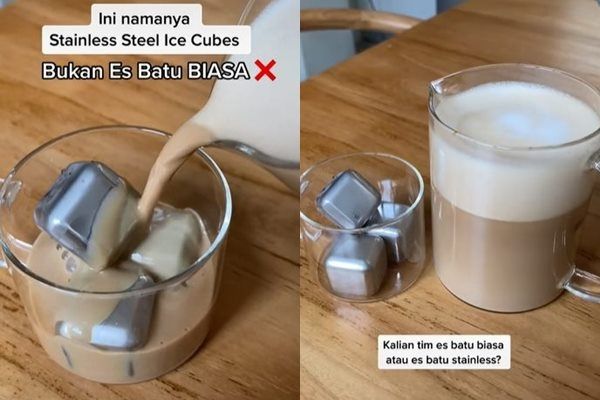 Viral Es Batu Unik dari Stainless Steel Buat Dipakai Ribuan Kali. (TikTok/@thebiggerchef)