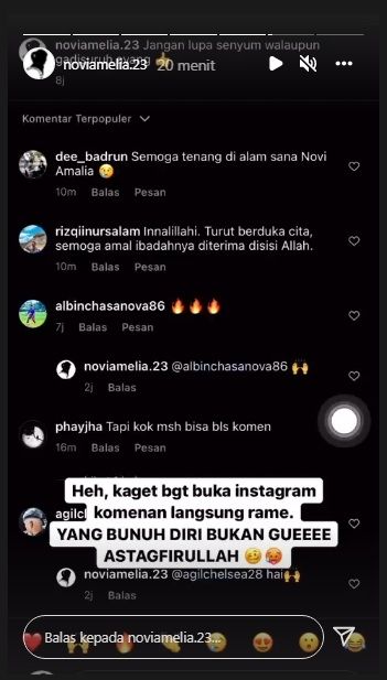 Unggahan soal Novi Amelia [Instagram/@noviamelia.23]