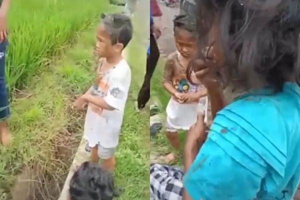 Viral Dua Bocah Boncengan Naik Motor Berakhir Masuk Sawah (TikTok)