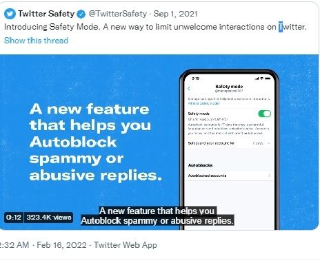 Uji coba fitur baru Twitter, Safety Mode. [Twitter]