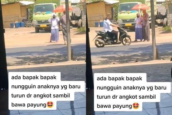 Tunggu Anak Gadisnya Turun dari Angkot Sambil Bawa Payung, Bapak-bapak Ini Bikin Publik Tersentuh (Instagram/@sahabatsurga)