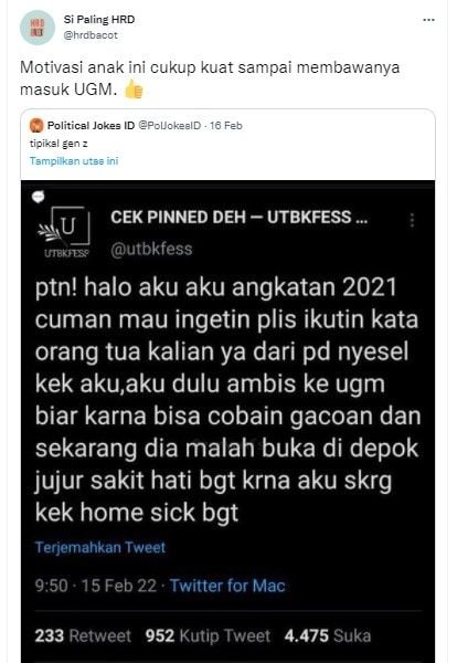 Motivasi unik masuk UGM (twitter.com/hrdbacot)