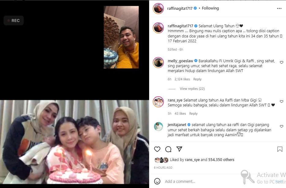 Raffi Ahmad dan Nagita Slavina ulang tahun (Instagram.com)