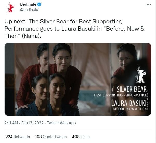 Unggahan soal Laura Basuki [Twitter/@berlinale]