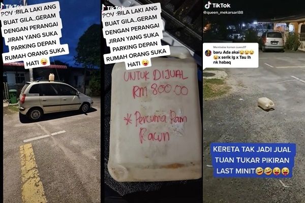 Kesal Tetangga Parkir Mobil Sembarangan Depan Rumah, Pasutri Ini Beri Tulisan Bikin Tetangga Kapok (TikTok)