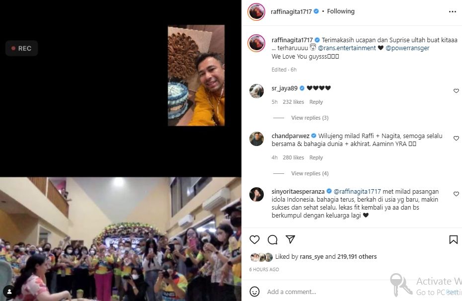 Raffi Ahmad dan Nagita Slavina ulang tahun (Instagram.com)