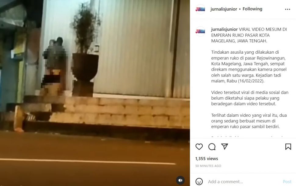 Heboh Pasangan Diduga sedang Mesum di Emperan Ruko Magelang (Instagram/@jurnalisjunior)