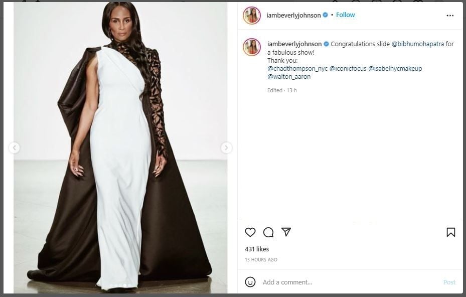 Supermodel 69 Tahun Kembali ke Catwalk di New York Fashion Week (instagram.com/iambeverlyjohnson)