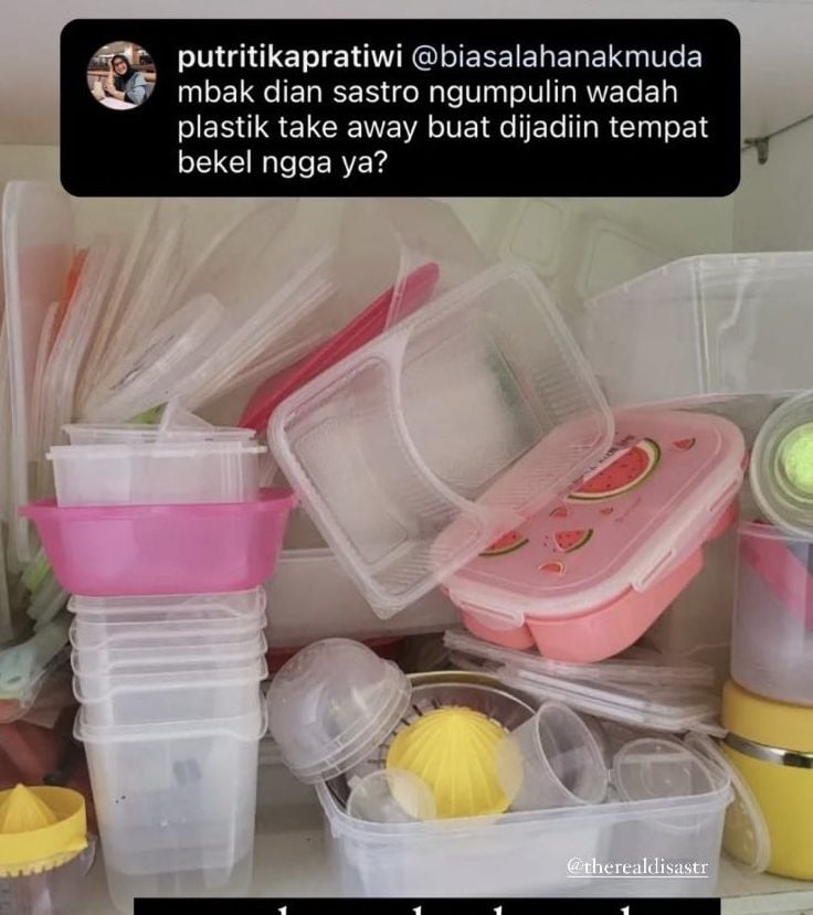 Penampakan wadah plastik bekas milik Dian Sastro. (Instagram/biasalahanakmuda)