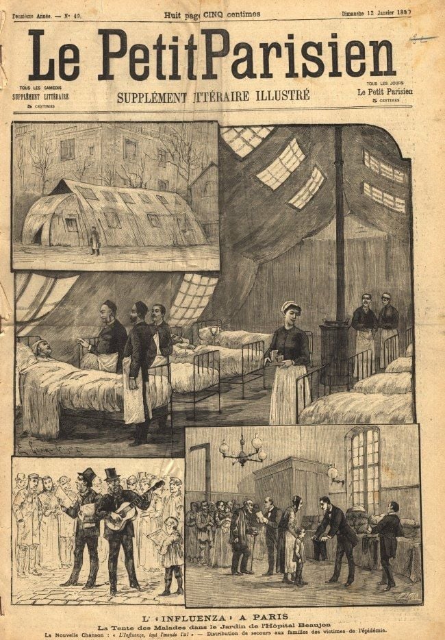 Surat kabar saat pandemi flu Rusia 1889 (National Library of Medicine US)