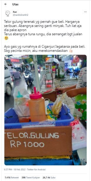 Viral Penjual Telur Gulung Tuli Super Bersih Minyak Yang Dipakai Selalu Diganti