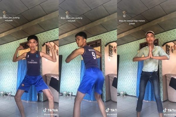 Viral Cowok Joget Pakai Baju Masa Kecil Bikin Warganet Bengek. (TikTok)