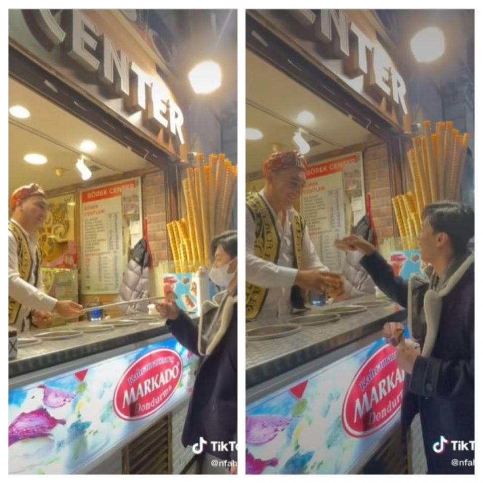 Niat jahili balik pedagang es krim Turki malah gagal (TikTok @nfahdan)